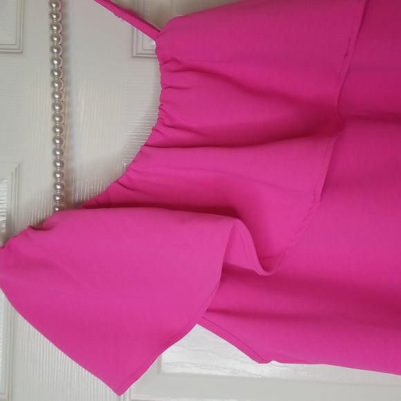Ruffled One Shoulder Top Hot Pink - Picture 5 of 12